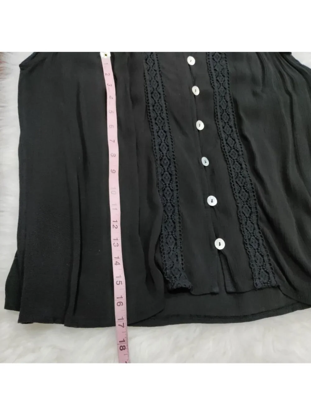 Made in Italy Whimsy Boho Black Lace MTrim Ruffle Button Up Sleeve Blouse - Picture 10 of 10